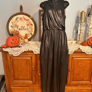 Beautiful metallic gray evening gown.